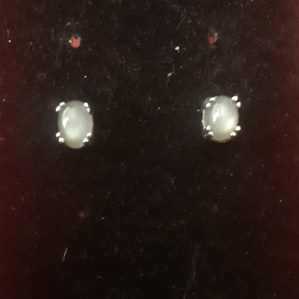 Silver Moonstone studs in silver